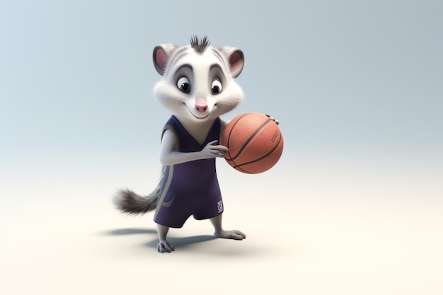 Free photo cute possum playing sport