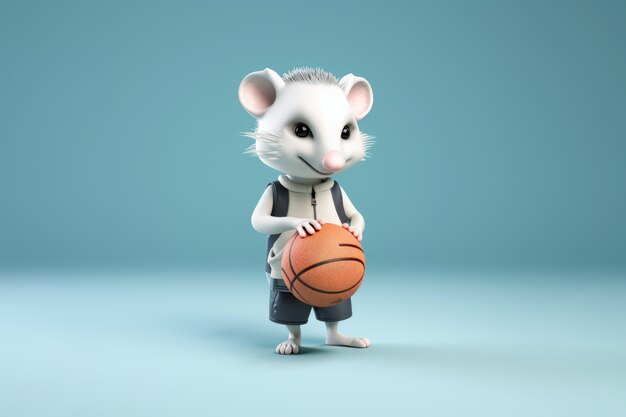 Free photo cute possum playing sport