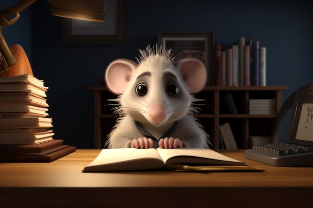 Free photo cute possum reading