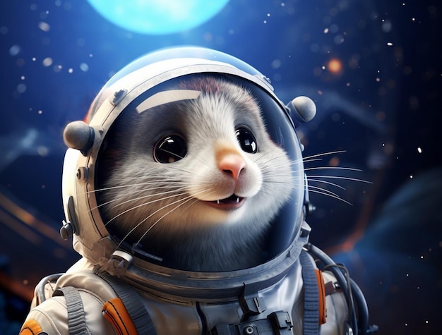 Free photo cute possum wearing astronaut outfit