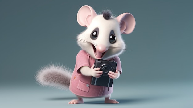 Cute possum wearing clothes