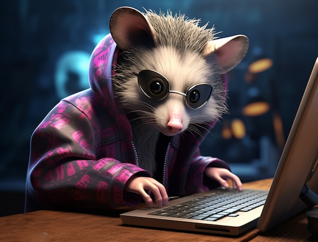 Cute possum wearing clothes