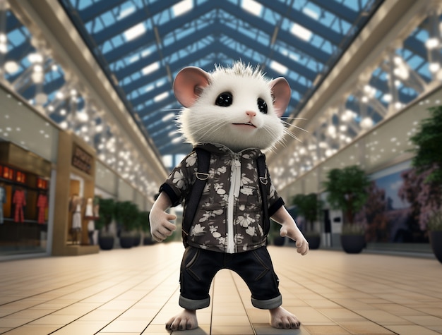 Free photo cute possum wearing clothes