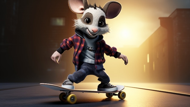 Free photo cute possum wearing clothes