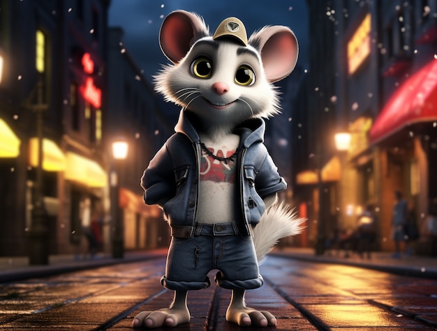 Free photo cute possum wearing clothes