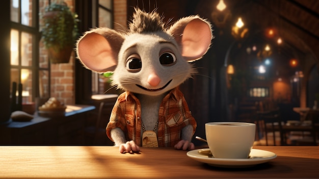 Free photo cute possum wearing clothes