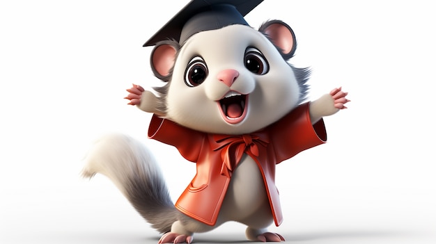 Free Photo cute possum wearing graduation outfit