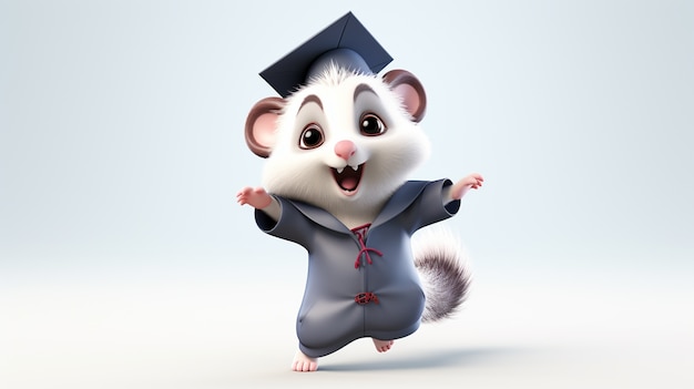 Cute possum wearing graduation outfit