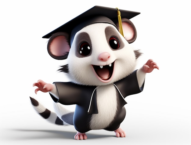 Free Photo cute possum wearing graduation outfit