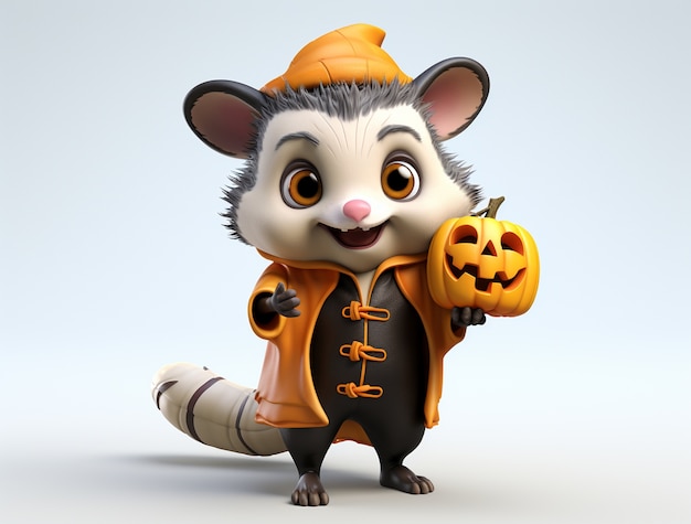 Free photo cute possum wearing halloween outfit