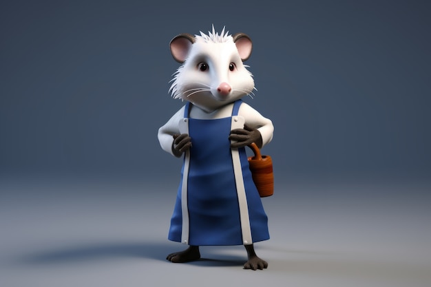 Free photo cute possum with apron