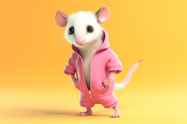 Free Photo cute possum with cute outfit in studio