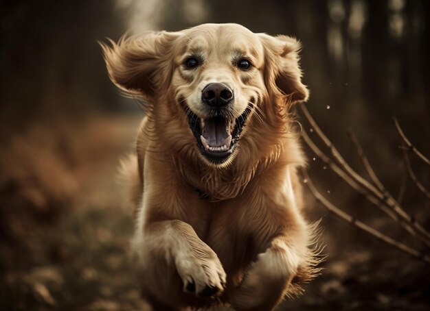 Free photo cute puppy playing in meadow wet nose generated by ai