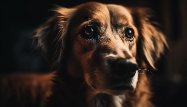 Cute puppy portrait loyal spaniel looking sad generated by AI