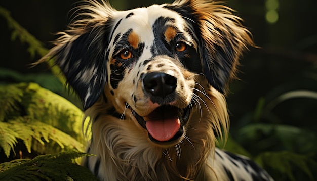 Free Photo cute puppy sitting in grass looking at camera with loyalty generated by artificial intellingence