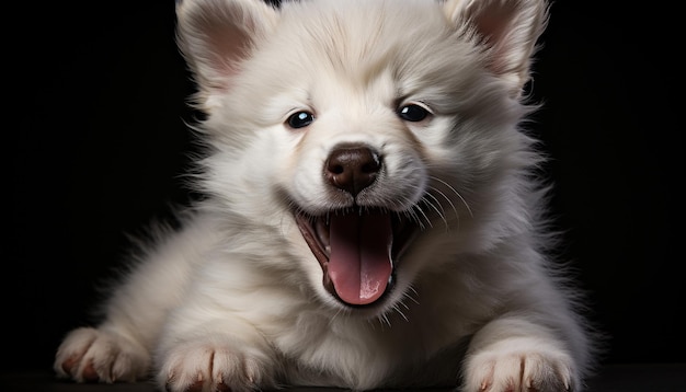 Free photo cute puppy sitting looking at camera playful and fluffy generated by artificial intelligence