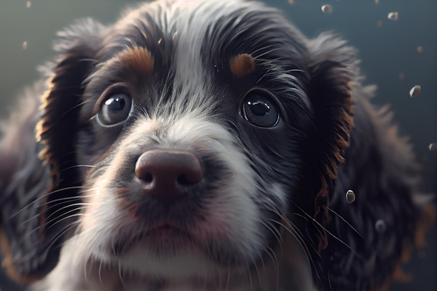 Cute purebred puppy close up portrait Looking at camera generative AI