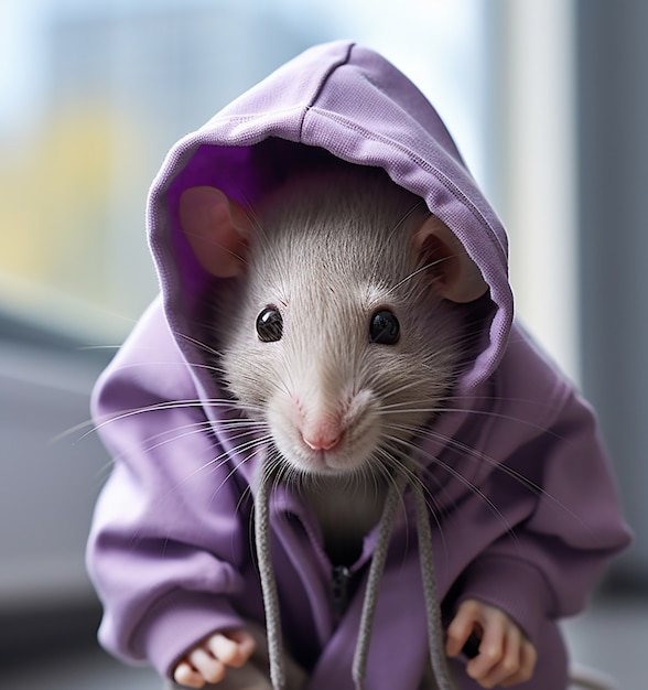 Free Photo cute rat living indoors