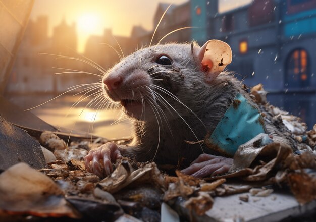 Cute rat living outdoors