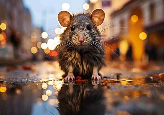 Cute rat living outdoors