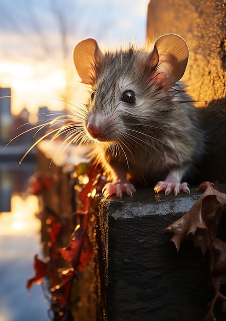 Cute rat living outdoors