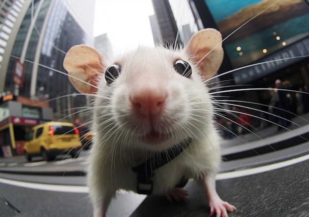 Free Photo cute rat living outdoors