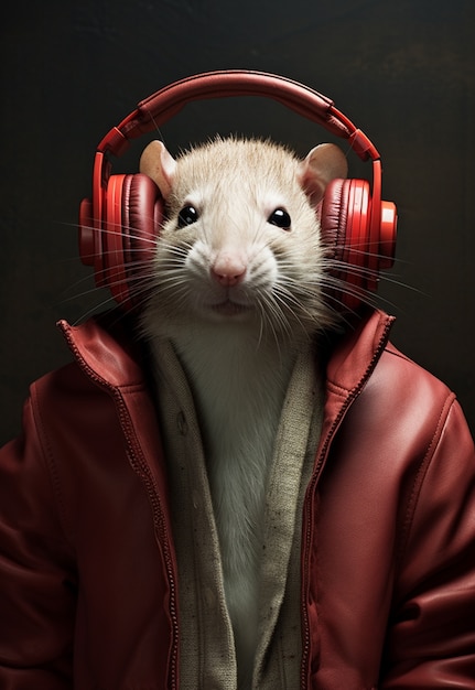 Free photo cute rat posing in studio