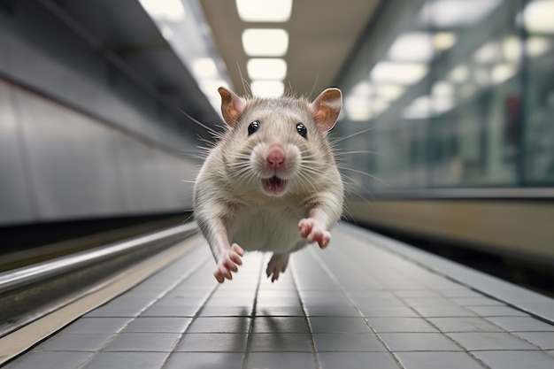 Free Photo cute rat  running