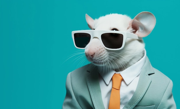 Free Photo cute rat wearing clothes in studio