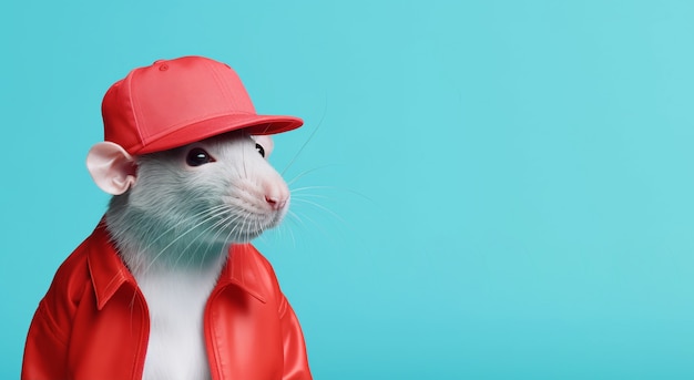 Free Photo cute rat wearing clothes in studio