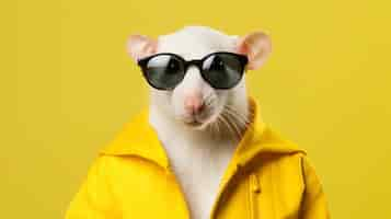 Free photo cute rat wearing clothes in studio