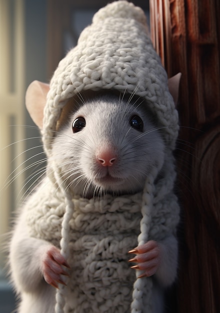 Free photo cute rat wearing clothes