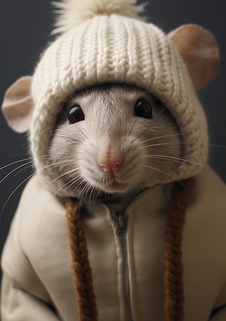 Free photo cute rat wearing clothes