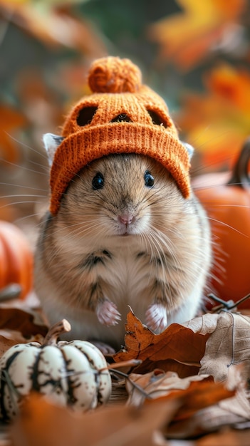 Free Photo cute rat wearing halloween costume