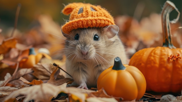 Cute rat wearing halloween costume