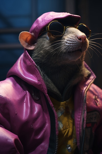 Free photo cute rat with cool outfit