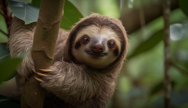 Cute ring tailed lemur looking at camera outdoors generated by AI