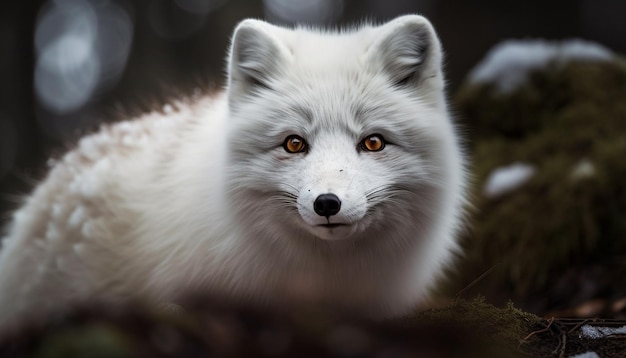 Free photo cute samoyed puppy sitting in arctic snow generated by ai