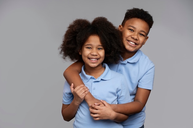 Cute siblings posing together