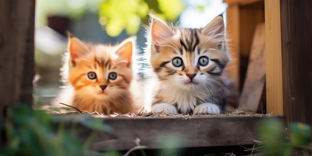 Free photo cute soft kittens with bright eyes lined up and eager for fun