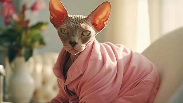 Cute sphynx cat indoors