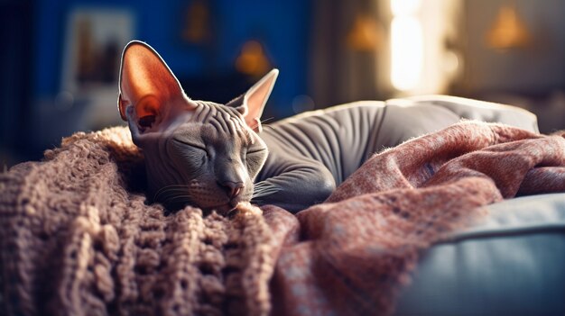 Cute sphynx cat indoors