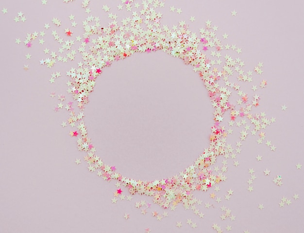 Cute stars confetti round frame