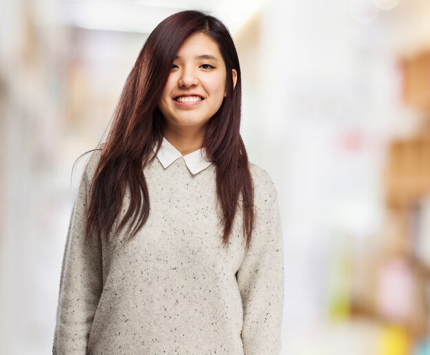 Cute student with blurred background