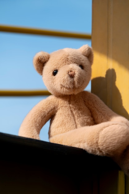 Cute teddy bear outdoors still life