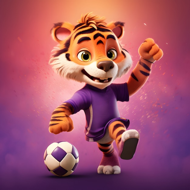 Free Photo cute tiger playing football