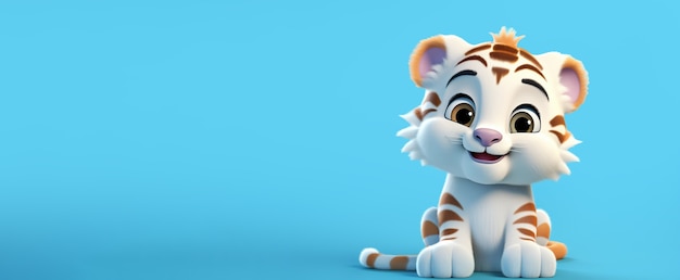 Cute tiger in studio with copy space