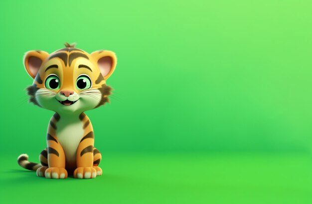 Cute tiger in studio with copy space