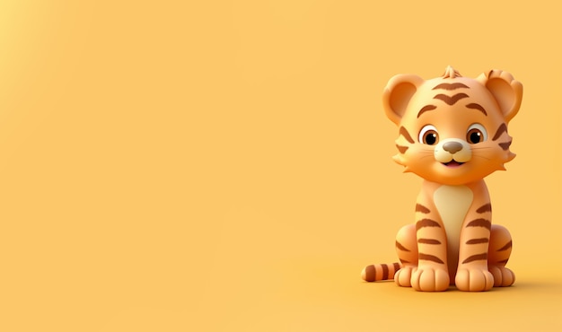 Cute tiger in studio with copy space