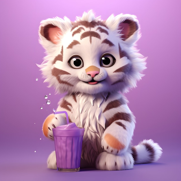 Cute tiger in studio